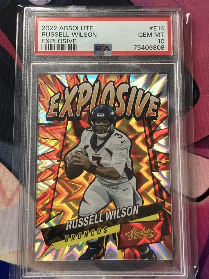 2022 Panini Absolute - Russell Wilson Explosive #E14 SSP PSA 10 Gem Mint - Image 1 of 2