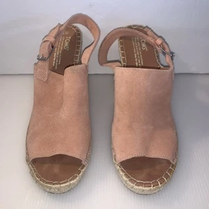 Toms Monica  Suede Espadrille Wedge Platform Sandals Blush Pink -  Size:W10 - Picture 1 of 9
