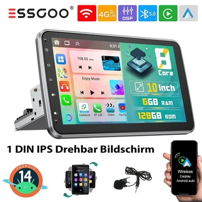 8Core 6+128GB Autoradio Android14 Carplay GPS Navi 1 DIN 360° Drehbar Bildschirm - Bild 1 von 4