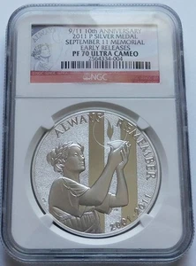 2011-P 9/11 10th Anniversary Proof Silver Medal - NGC PF70UCAM Early Releases - Picture 1 of 4