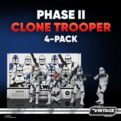 2024 Star Wars Vintage FASE II 501 332 CLONE TROOPER 3.75" Hasbro Figura Paquete de 4 Foto 1 de 4