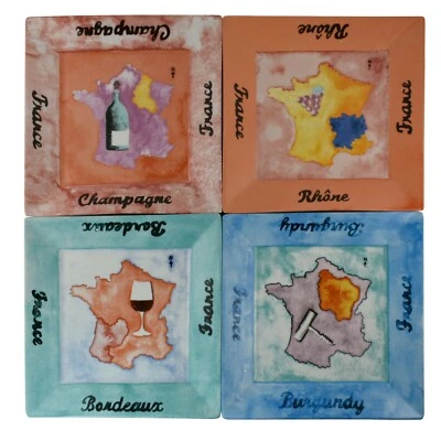 Juego de 4 platos de cena de cerámica pintados a mano - 10 1/2" W546 Foto 1 de 4