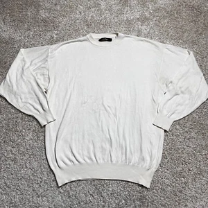 VINTAGE Bachrach Sweater Mens Extra Large White Pullover Italian Knit Sweatshirt - Picture 1 of 14