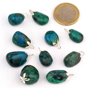Chrysokoll Trommelstein - Anhänger & 925 Sterling-Silber Öse AA - Qualität - Bild 1 von 1