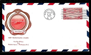 C21 50c Air Mail (1937) GREAT CHINA CLIPPER FDC FROM F. R. RICE CACHETS - FRESH - Picture 1 of 1