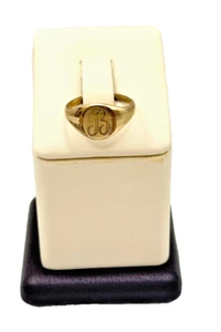 Gold Plated Signet Ring with Script Letter “B” Engraving - Picture 1 of 6