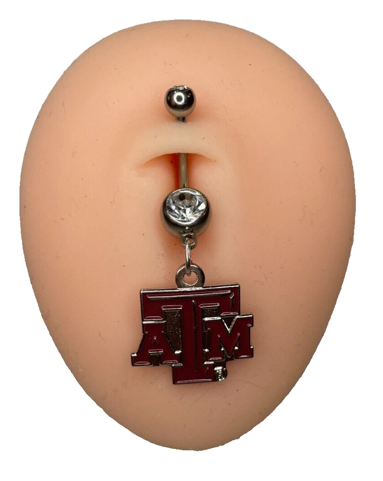 Piercing para el vientre anillo ombligo acero quirúrgico doble gema Texas A&M Aggies Foto 1 de 1
