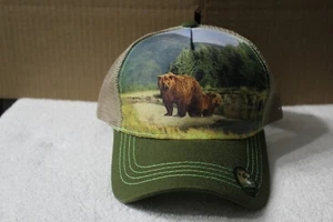 BEAR FOREST MOUNTAIN OUTDOOR SNAPBACK BASEBALL CAP MESH BACK ( GREEN BILL ) - Picture 1 of 3