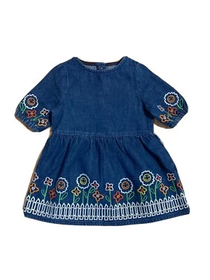 Stella McCartney Baby ребенка ясельного возраста девочки джинсовой ткани платье цветы короткие рукава EUC *читать! - Изображение 1 из 4