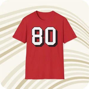 Jerry Rice #80 San Francisco 49'ers NFL Jersey T-Shirt - Front & Back Print - Picture 1 of 6