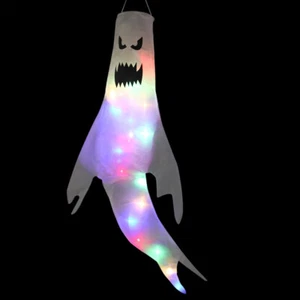 Halloween Ghost Windsocks Spooky Hanging Glowing Ghost with LED Light Home Decor - Picture 1 of 11
