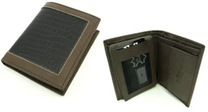 Cartera de piel de vacuno completa monedero monedero marrón negro - Imagen 1 de 1