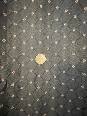 Vintage Textured Heavy Cotton Blend Navy Blue Abstract Fabric 1 3/8 Yards X 44 " - Image 1 of 4