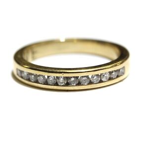 10k yellow gold .24ct I2 H round diamond LOVE wedding band ring 3.1g *