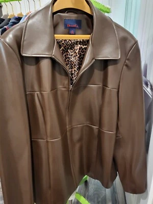 Denim & Co. искусственной кожи молнии спереди куртка шоколадный коричневый шов размер 1 X - Изображение 1 из 4