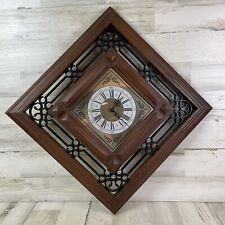 Vintage Diamond Elgin Retro Mid Century Modern MCM Wall Clock Faux Wood Works