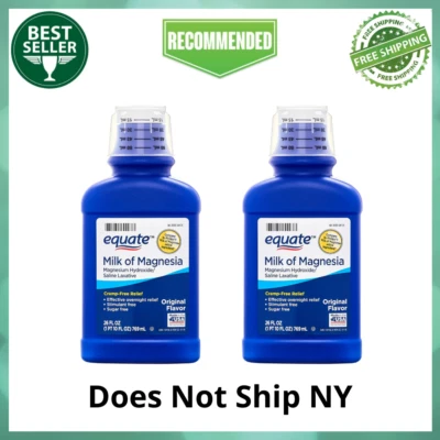 Laxante salino Equate Milk of Magnesia 2 unidades, sabor original, 1200 mg, 26 fl oz Foto 1 de 4