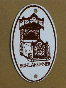SCHLAFZIMMER Vintage Emailschild / Türschild 70 er Jahre DODO enamel plate sign - Bild 1 von 2