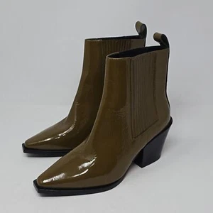 Aeyde Kate Patent Leather Green Western Boots Women's Size 36 - Picture 1 of 8