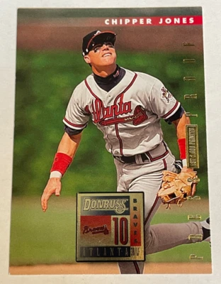 1996 Donruss Chipper Jones #437 GOLD PRESS PROOF /2000 Atlanta Braves HOF - Image 1 of 2
