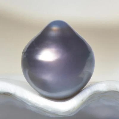 7.05 cts Tahitian South Sea Pearl 10.80mm Charcoal Black Baroque 1.41g undrilled - Image 1 of 4