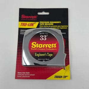 Cinta métrica Starrett Tru-Lok 33' 2002 para ingeniero CE1-33 67554 hecha en Estados Unidos - Imagen 1 de 4