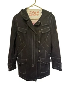 2964 Abrigo de Lana Garmisch Gris Carbón Parche con Capucha en Brazo Mujer Talla M - Imagen 1 de 7