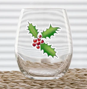 Weihnachten Stechpalme Beeren Weinglas Tasse Becher Party Geschenk Vinyl Aufkleber Abziehbilder h004 - Bild 1 von 4