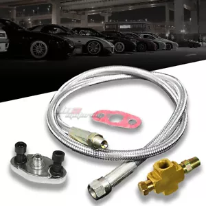36" BRAIDED STAINLESS STEEL TURBO CHARGER 1/8 NPT FITTING OIL FEED LINE/HOSE KIT - Bild 1 von 1