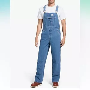 HISEA Denim Bib Overalls Workwear with Adjustable Straps & Tool Pockets 40W/30L - Picture 1 of 11