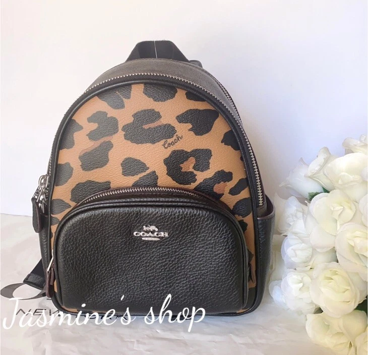 COACH Women's Mini Court Backpack In Signature Leather Leopard Print CC757