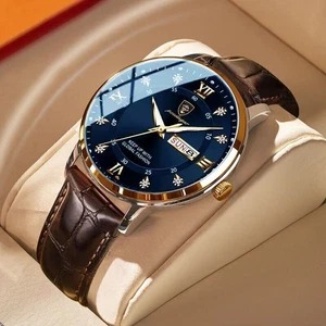 Herrenuhr Mode Quarz Herren Armbanduhr Leder Herrenuhren Wasserdicht Leuchtend - Bild 1 von 18