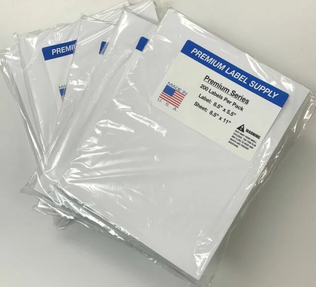 Premium Label Supply PLS-8.5x5.5 Half Sheet Shipping Labels - 8.5x5.5 inch
