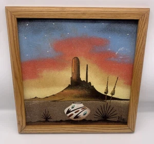 Southwest Native American Navajo Artist Sand Painting Landscape Signed Bobby Kee - Picture 1 of 10