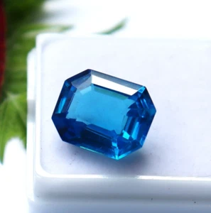 Emerald Shape  Blue Aquamarine Natural Loose Certified Gemstone 10 CT Best Offer - Picture 1 of 7