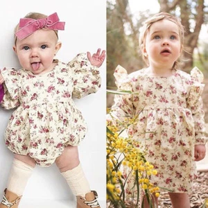 Newborn Baby Girl Clothes Floral Long Sleeve T Shirt Tops Romper Outfits Sets - Picture 1 of 9