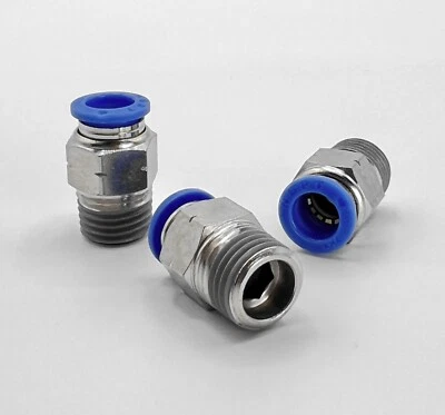 Straight Push To Connect One Touch Air Fitting Tube OD 1/2" X 1/4 NPT, 3 pcs - Image 1 of 2