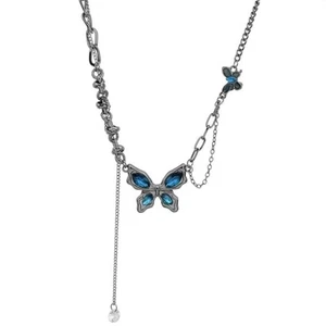 Handcrafted Blue Butterfly chokers Necklace Punk Metal Chain Festival Jewelry - Picture 1 of 8
