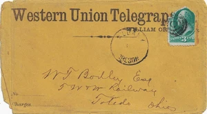 1880 Era Albany, Oregon Cancel on a Western Union Telegraph Cover fr William, OR - Picture 1 of 1
