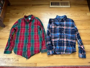 Gymboree Boys Flannel Plaid Long Sleeve Button-Up Shirts (2) Large 10-12 - Bild 1 von 7