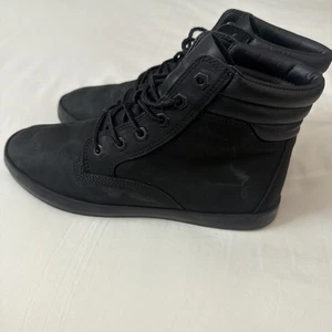 Timberland Women's Size 8.5 Clean Leather Boots Black Ortholite Logo Sensorflex - Picture 1 of 24