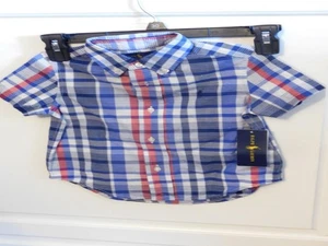 Ralph Lauren Polo Boy's Red White & Blue Checkered Shirt Size 2/2T NWT Short Slv - Picture 1 of 1