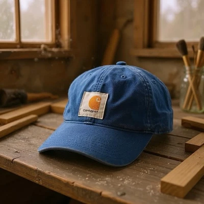 Carhartt Logo Mesh Trucker Hat Cap Snapback Mesh Back Blue Adjustable AH0286 - Image 1 of 4