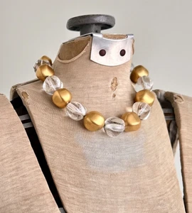 Anne Klein Beaded Collar Necklace 80s Retro Oversized Big Statement Necklace - Picture 1 of 9