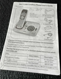 Uniden DECT1580 Schnurloses Telefon Bedienungsanleitung NUR Anleitung - Bild 1 von 3