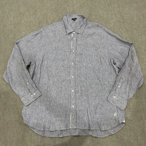 J Peterman Men's 2XL Purple Striped 100% Linen Casual Preppy Button Shirt *READ - Picture 1 of 9