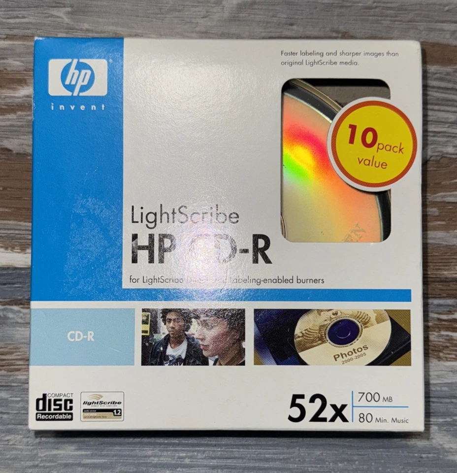 Lightscribe HP Cd-r 52x Media 700mb Data 80 Min 10pack Recordable Discs