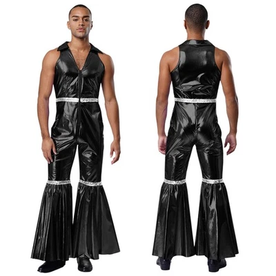 Мужской комбинезон без рукавов диско костюм танцы боди Bell низ брюки 70-х - Изображение 1 из 3