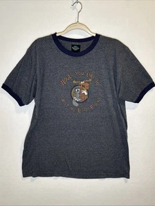 Vintage Logotel Rocky & Bullwinkle Ringer T-Shirt Mens Size Large - Picture 1 of 6