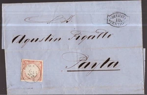 Peru, 1 dinero red on 1866 folded letter with 10 c. taxation mark -HA27 - Picture 1 of 4